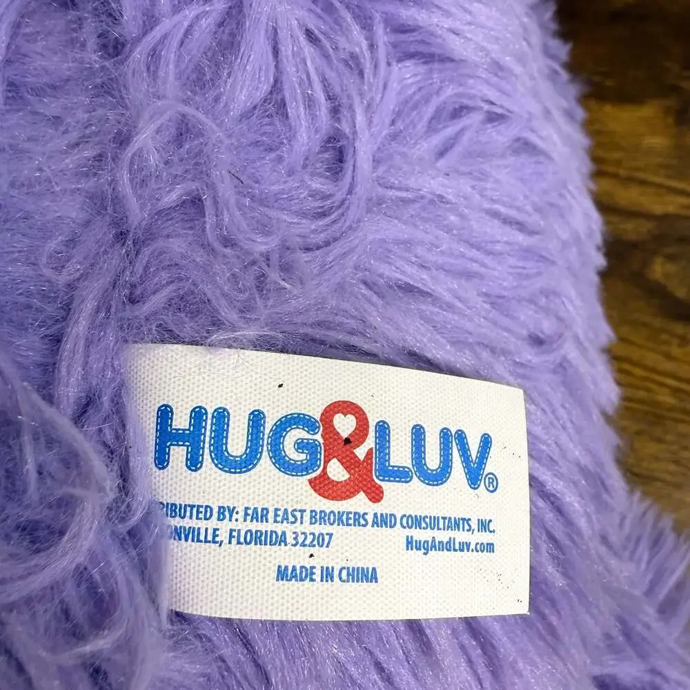 Hug & Luv Purple Shaggy Monster Plush with Heart Pattern Accents